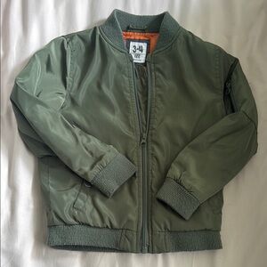 Cotton On Kids Olive Green Bomber Jacket, Size 3-4
